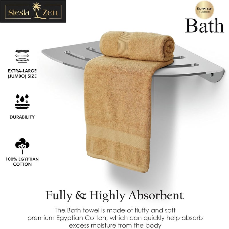 Siesta Zen Premium 100% Egyptian Cotton Bath Sheets - Pack of 2 (Golden Sand, 70x140cm) - Image 5